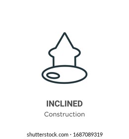 Inclined outline vector icon. Thin line black inclined icon, flat vector simple element illustration from editable construction concept isolated stroke on white background