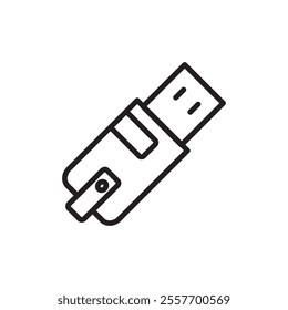 Inclined pendrive icon Thin line art collection