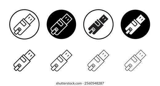 Inclined pendrive icon Thin line flat illustration