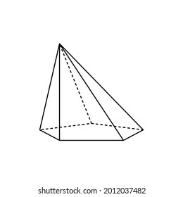 inclined pentagonal pyramid on a white background