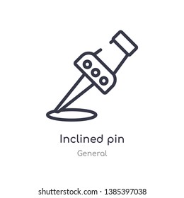 inclined pin outline icon. isolated line vector illustration from general collection. editable thin stroke inclined pin icon on white background