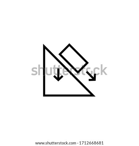Inclined plane vector icon in linear, outline icon isolated on white background