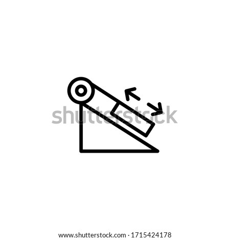 Inclined plane vector icon in linear, outline icon isolated on white background
