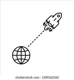 Inclined rocket icon. Startup vector icon. Rocket flat sign design. Rocket symbol pictogram