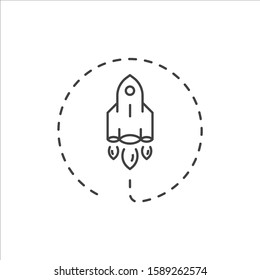Inclined rocket icon. Startup vector icon. Rocket flat sign design. Rocket symbol pictogram