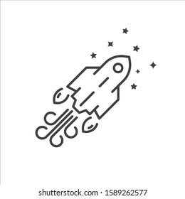 Inclined rocket icon. Startup vector icon. Rocket flat sign design. Rocket symbol pictogram