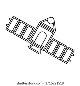 inclined satellite black icon vector illustration