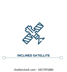 inclined satellite outline vector icon. simple element illustration. inclined satellite outline icon from editable astronomy concept. can be used for web and mobile
