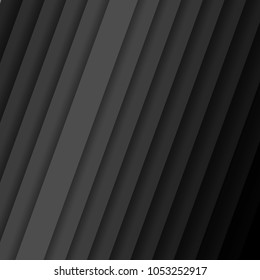 Inclined vector strips with shadow Abstract dark background pattern with diagonal stripes from gray to black color Contemporary graphic design cover geometric pattern with lines banner pattern Vector