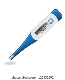 included electronic thermometer on a white background