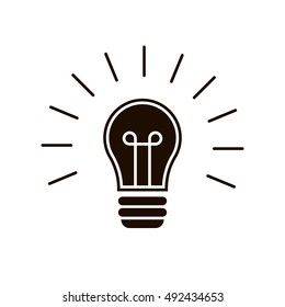 Included light bulb on a blue background. Isolated vector image of the fixture. Black lightbulb. Illuminated idea. Lighting fixtures. Light. Glowing lamps. The idea bulb. Brainstorm. Unexpected idea