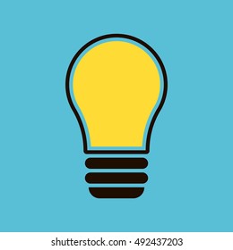 Included light bulb on a blue background. Isolated vector image of the fixture. Yellow lightbulb. Illuminated idea. Lighting fixtures. Light. Glowing lamps. The idea bulb. Brainstorm. Unexpected idea