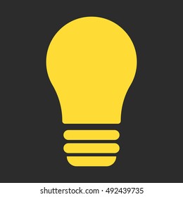 Included light bulb on dark background. Isolated vector image of the fixture. Yellow lightbulb. Illuminated idea. Lighting fixtures. Light. Glowing lamps. The idea bulb. Brainstorm. Unexpected idea