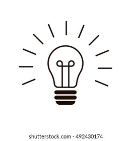 Included light bulb on a white background. Isolated vector image of the fixture. White lightbulb. Illuminated idea. Lighting fixtures. Light. Glowing lamps. The idea bulb. Brainstorm. Unexpected idea
