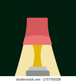 
Included table lamp with stand in a dark room