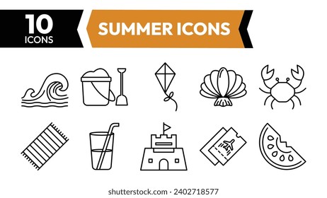 Es enthält 10 Symbole des Sommers