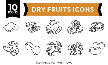 It includes all icons of dry fruits