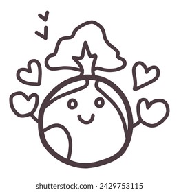 Incluye una linda ilustración de personaje deformado corazón de la tierra con árboles