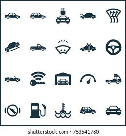 Includes Icons Such As Auto, Chronometer, Warning And Other.  Automobile Icons Set. 