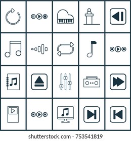 Includes Icons Such As Broadcast, Frequency, Stabilizer And Other.  Multimedia Icons Set. 