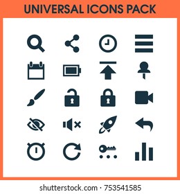 Includes Icons Such As Conceal, Key, Second Meter And Other.  Interface Icons Set. 