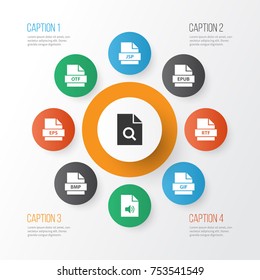 Includes Icons Such As Data, Gif, Open Type Font And Other.  File Icons Set. 