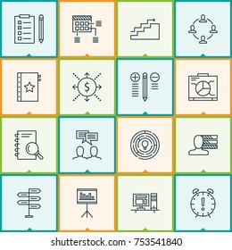 Includes Icons Such As Discussion, Computer, Presentation And Other.  Project Icons Set. 