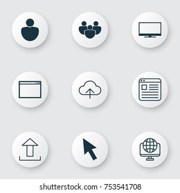 Includes Icons Such As Display, Team, Transfer And Other.  Web Icons Set. 