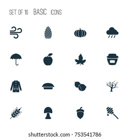 Includes Icons Such As Jar, Filbert, Gourd And Other.  Season Icons Set. 