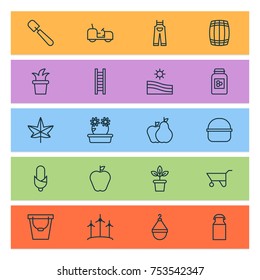 Includes Icons Such As Jonagold, Cask, Package And Other.  Farm Icons Set. 