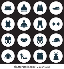 Includes Icons Such As Jumper, Trilby, Footwear And Other.  Garment Icons Set. 