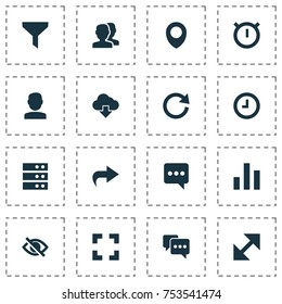 Includes Icons Such As Map Pin, People, Forward And Other.  User Icons Set. 