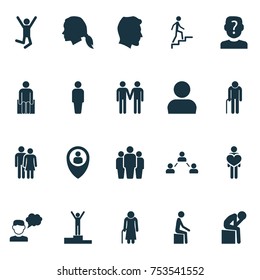 Includes Icons Such As Network, Avatar, Ladder And Other.  Human Icons Set. 