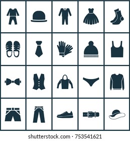 Includes Icons Such As Panama, Trunks Cloth, Panties And Other.  Dress Icons Set. 