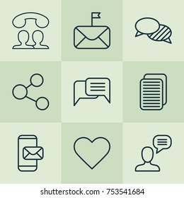 Includes Icons Such As Phone Messaging, Internet Site, Publication And Other.  Network Icons Set. 