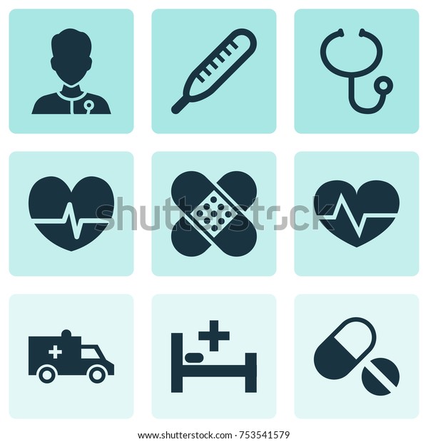 Includes Icons Such As Pills, Rhythm, Bandage.  Drug\
Icons Set. 