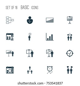 Includes Icons Such As Planning, Bar Chart, Team Meeting And Other.  Executive Icons Set. 