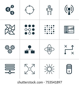 Includes Icons Such As Radio Waves, Laptop Ventilator, Solution And Other.  Learning Icons Set. 