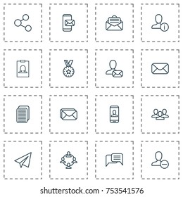 Includes Icons Such As Read Message, Badge, Medal And Other.  Social Icons Set. 