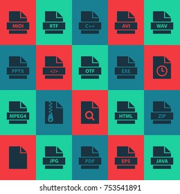 Includes Icons Such As Script, Page, File And Other.  File Icons Set. 