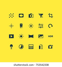 Includes Icons Such As Shine, Angle, Multimedia And Other.  Photo Icons Set. 