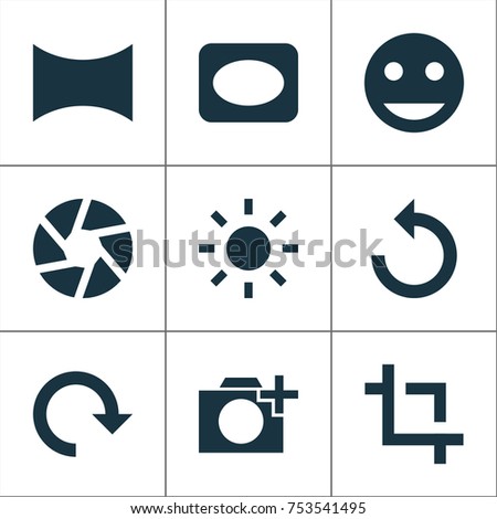 Includes Icons Such As Smile, Angle, Focus And Other.  Image Icons Set. 