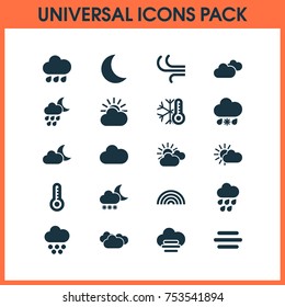 Includes Icons Such As Sun-Cloud, Haze, Raindrop And Other.  Air Icons Set. 