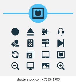 Includes Icons Such As Top, Palmtop, Finish And Other.  Music Icons Set. 