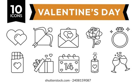 It includes the icons of valentine's day