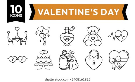 It includes icons of valentines day