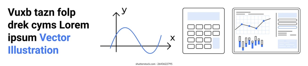 Includes text, graph, calculator, statistical charts on screens. Ideal for data analysis, financial calculations, business presentations, statistical models, academic papers, educational tools