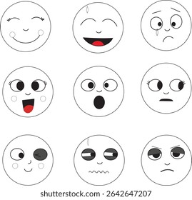 Includes various facial expressions like joy, sadness, confusion, excitement, and fear. Perfect for preschool worksheets, classroom printables, and educational games.