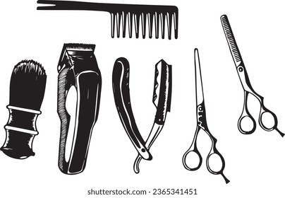 Including hair cutting equipment vector