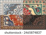 Including a set of Persian rugs, 1 of 4 rug components, components of old style home decorating rugs.